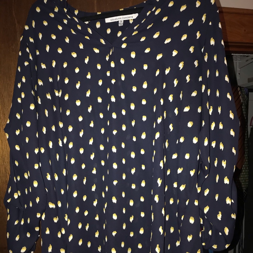 Collective Concepts blue and yellow blouse